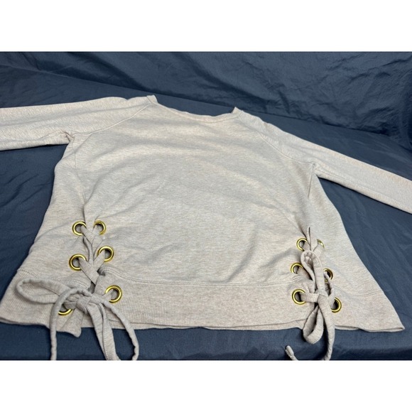 Michael Kors Womens Oatmeal Heather Lace Up Side Grommet Sweatshirt Small Beige - Picture 6 of 16